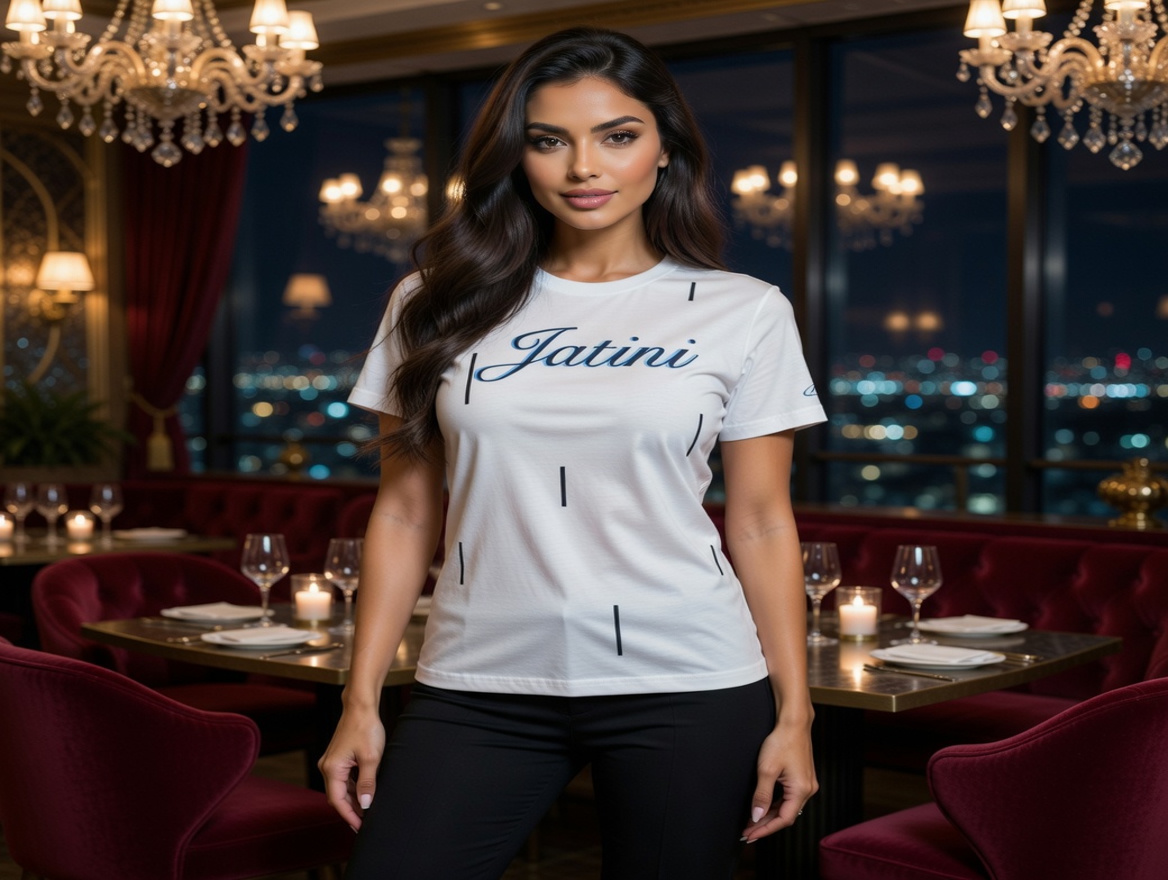 JATINI ONE OF ONE REFLECTIVE TEE. SIZE-LARGE