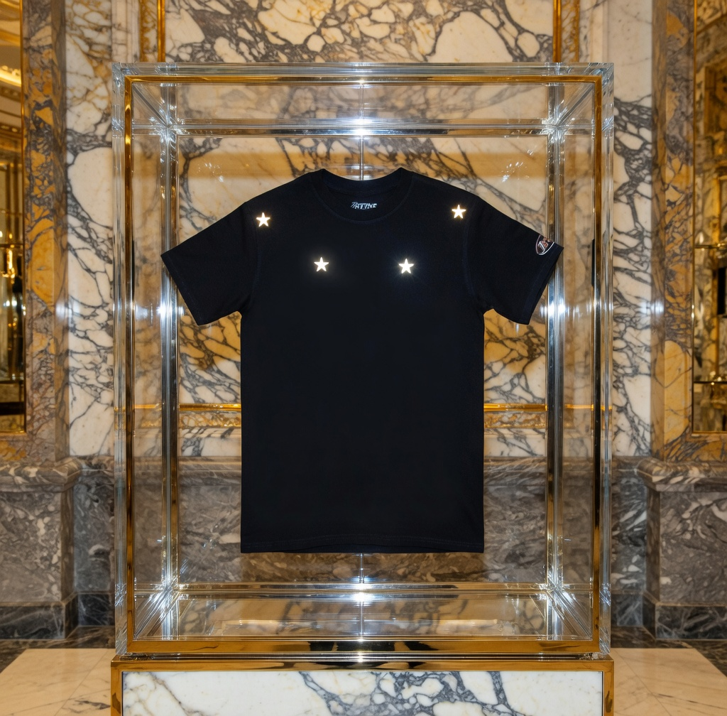 JATINI ONE OF ONE REFLECTIVE TEE. SIZE-SMALL