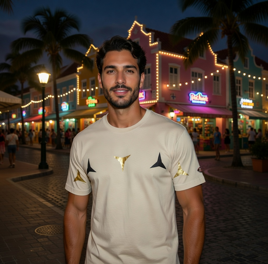 JATINI ONE OF ONE GOLD TEE. SIZE-LARGE