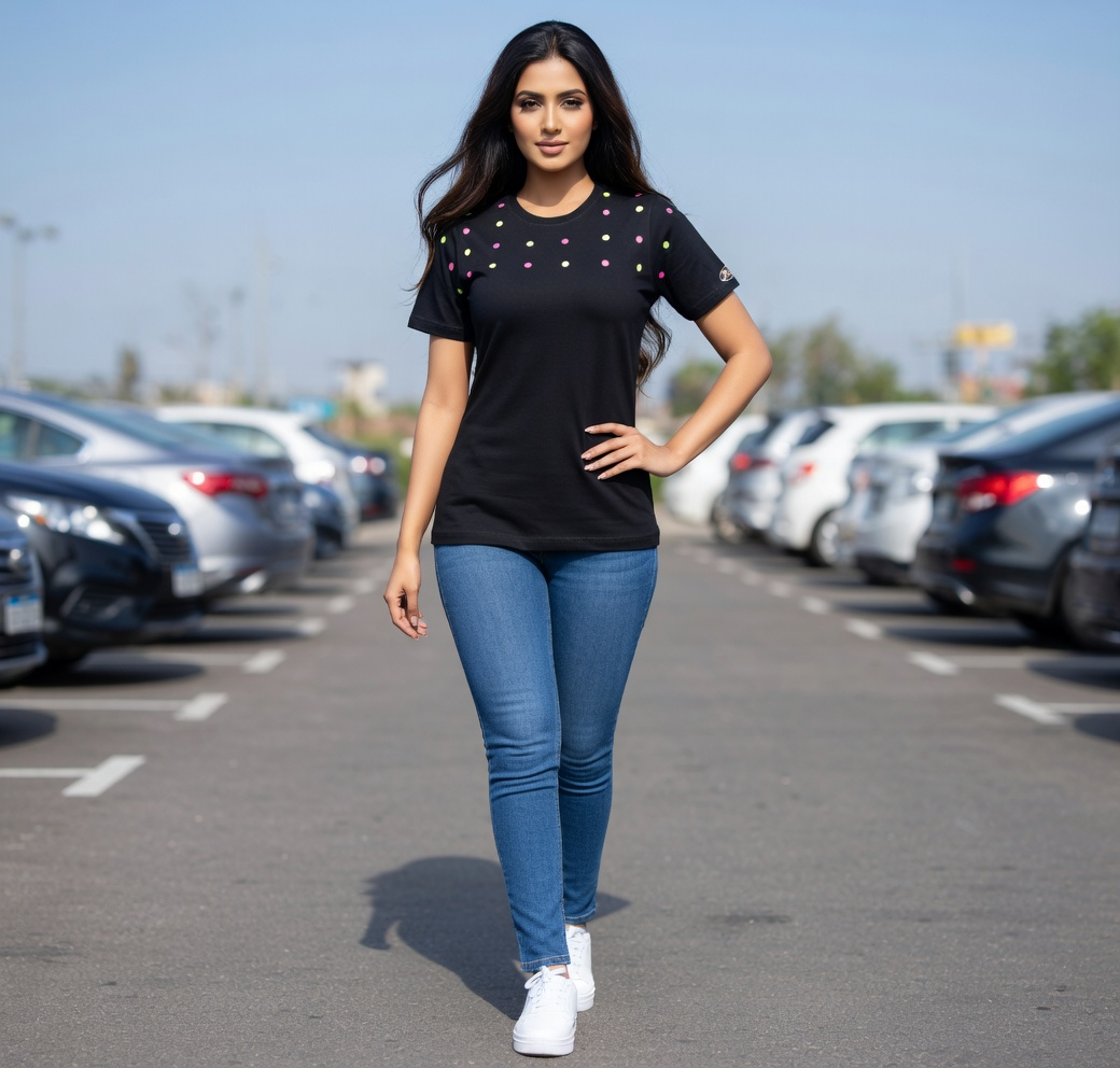 JATINI ONE OF ONE REFLECTIVE TEE. SIZE-LARGE