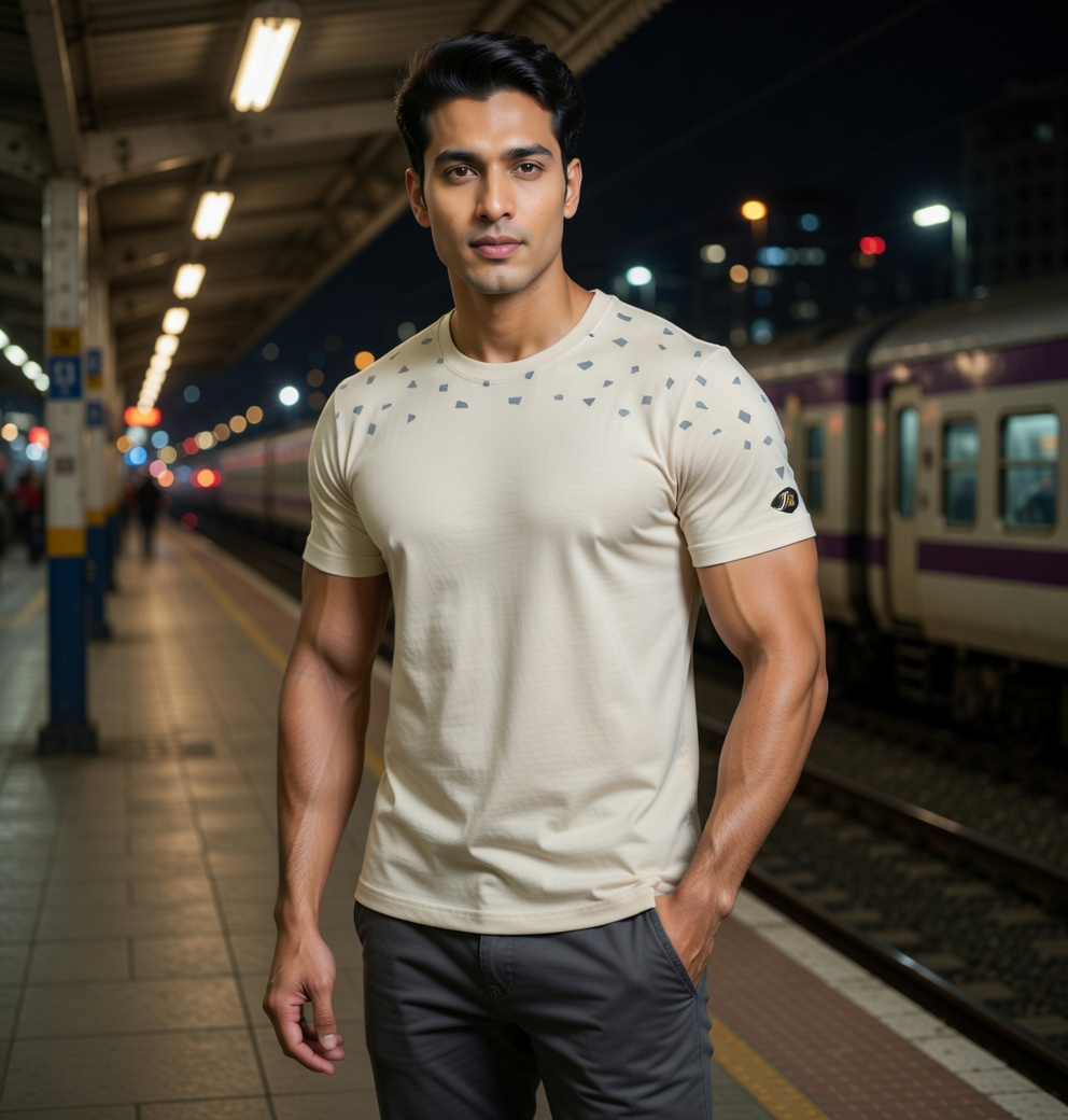 JATINI ONE OF ONE REFLECTIVE TEE. SIZE-MEDIUM