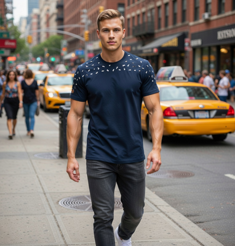 JATINI ONE OF ONE REFLECTIVE TEE. SIZE-SMALL