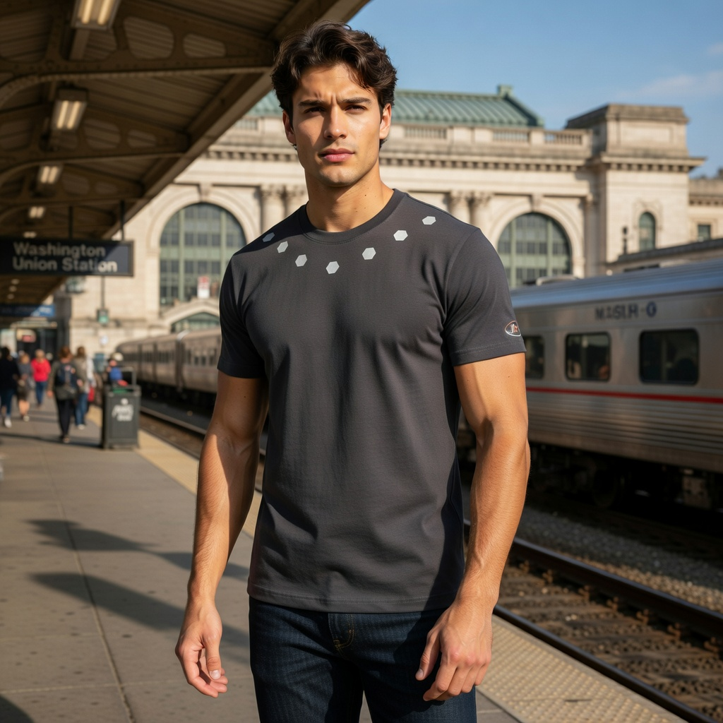 JATINI ONE OF ONE REFLECTIVE TEE. SIZE-MEDIUM