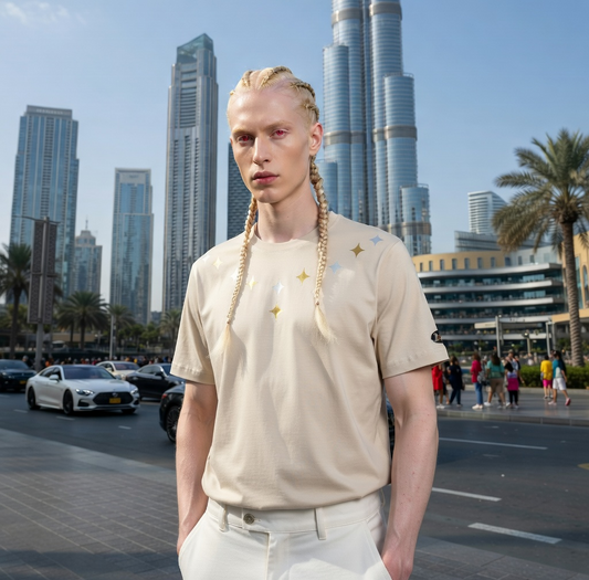 JATINI ONE OF ONE GOLD TEE. SIZE-LARGE